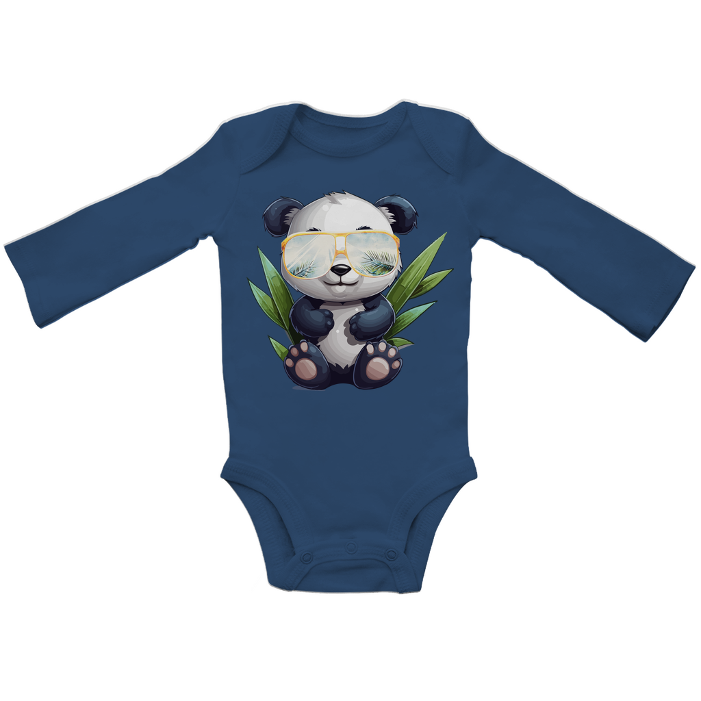 #001 Panda, Baby Bio Bodysuite Langarm