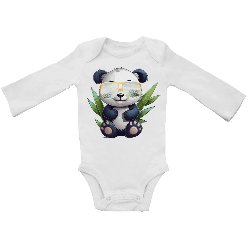 #001 Panda, Baby Bio Bodysuite Langarm