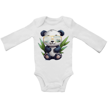 #001 Panda, Baby Bio Bodysuite Langarm
