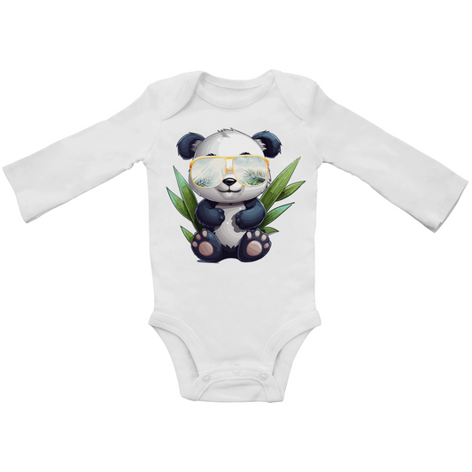 #001 Panda, Baby Bio Bodysuite Langarm