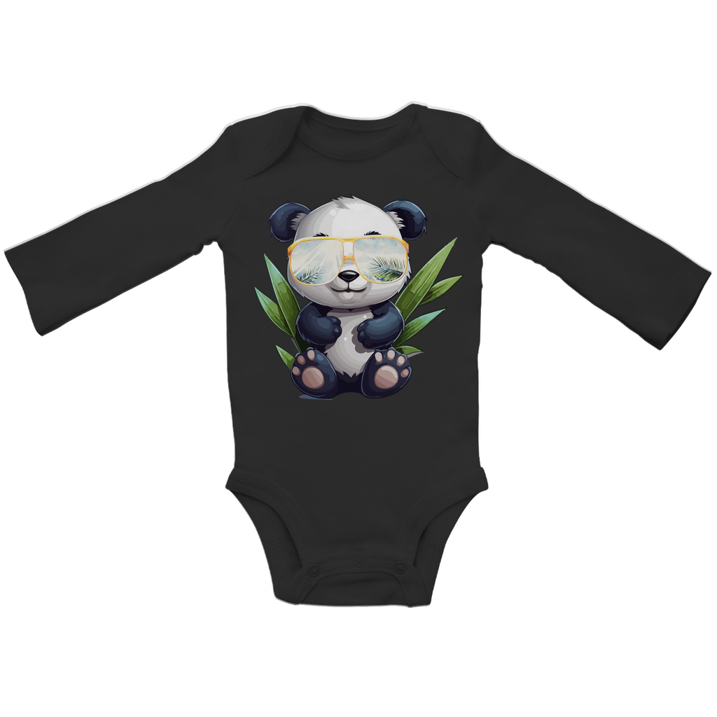 #001 Panda, Baby Bio Bodysuite Langarm