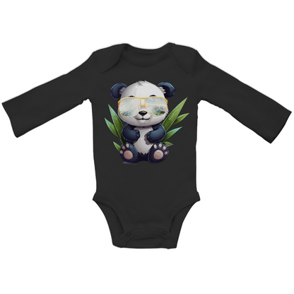#001 Panda, Baby Bio Bodysuite Langarm