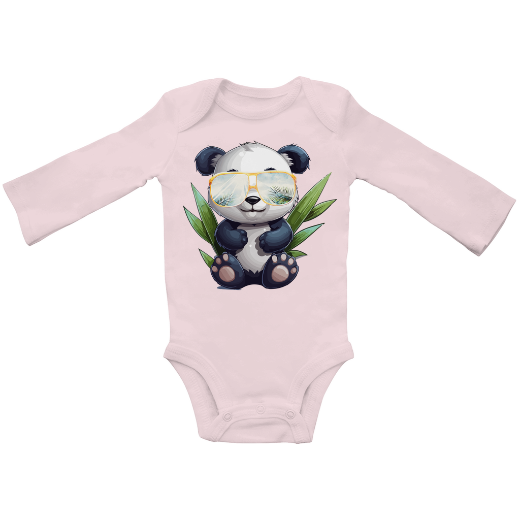 #001 Panda, Baby Bio Bodysuite Langarm
