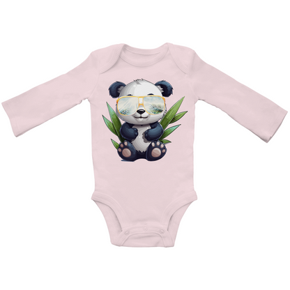#001 Panda, Baby Bio Bodysuite Langarm
