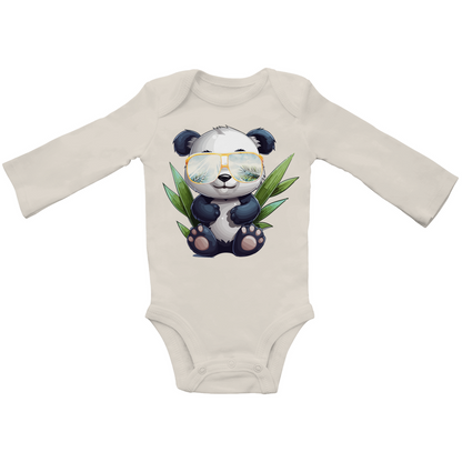 #001 Panda, Baby Bio Bodysuite Langarm
